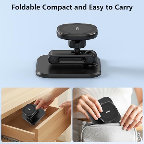 Elevate Your Workspace with the VRIG Magnetic Phone Holder for Desk – Adjustable i Phone Stand Compatible with i Phone 16, 15, 14, 13, 12 Pro Max & Mag Safe Cases – Foldable, Portable Design for Enhanced Productivity and Seamless Viewing Experience