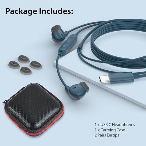 Premium USB C Earbuds for i Phone & i Pad – Superior Hi-Fi Stereo Headphones with Advanced Noise Isolation, Integrated Microphone, and Effortless Volume Control – Ideal for Audiophiles and Creative Professionals – Lightweight Ergonomic Design for Ultimate Comfort and Seamless Device Compatibility