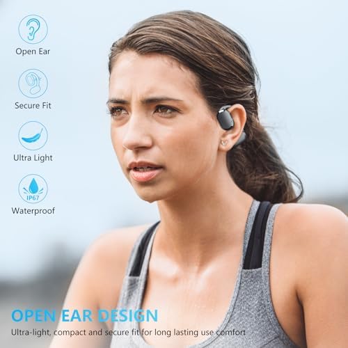 Open Ear True Wireless Earbuds – Cutting-Edge Bluetooth 5.4 Headphones with IP67 Waterproof Design and Advanced Dual DSP Noise Cancellation for Sports and Professional Use – Ultimate Comfort and Durability for All-Day Audio Enjoyment