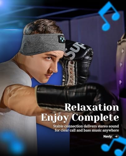 Navly Ultra-Comfort Bluetooth Sleep Headband – Innovative Wireless Headphones with Ultra-Thin Speakers for Effortless Relaxation, Yoga, and Fitness – Ideal Gift for Men & Women Seeking Versatile Comfort and Quality Sound Experience