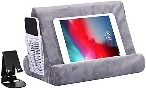 Ultimate Comfort Multi-Angle Tablet Holder and Phone Stand Set – Lightweight and Sturdy Design with Storage Pocket – Ergonomic Cushion for Enhanced Stability and Versatile Use – Modern Black and Light Green Aesthetic for Stylish Workspaces and On-the-Go Convenience