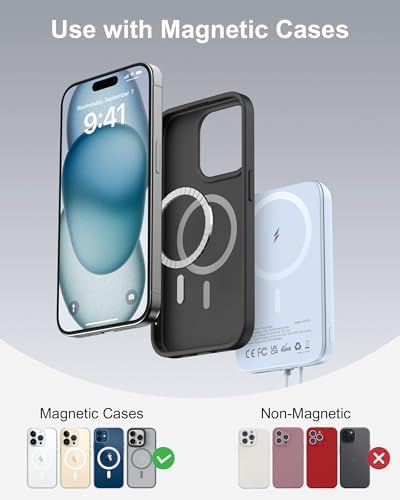 Asper X Mag Safe 10,000 m Ah Portable Power Bank – Dual Charging Solutions with 15 W/22.5 W Fast Charging, Smart LED Power Display, Built-in USB-C Cable & Compact Design for i Phone 16/15/14/13/12 & Galaxy S25 – Ultimate Travel Companion for Efficient Power Management