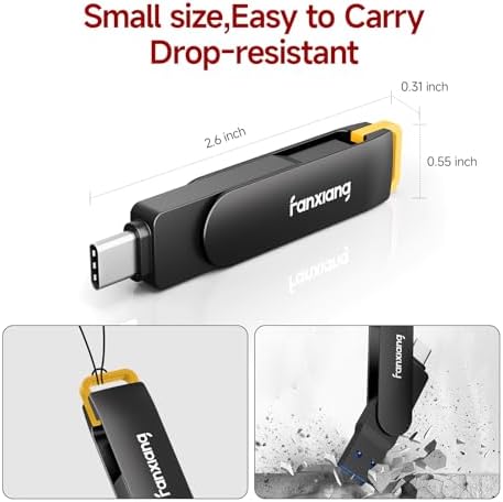 Ultra-Fast 256 GB USB Flash Drive – Dual Interface USB A & Type-C 2-in-1 Memory Stick for Effortless Data Transfer and Storage, Perfect for Laptops and Mobile Devices – F375 High-Speed Solution for Seamless Backups and File Sharing