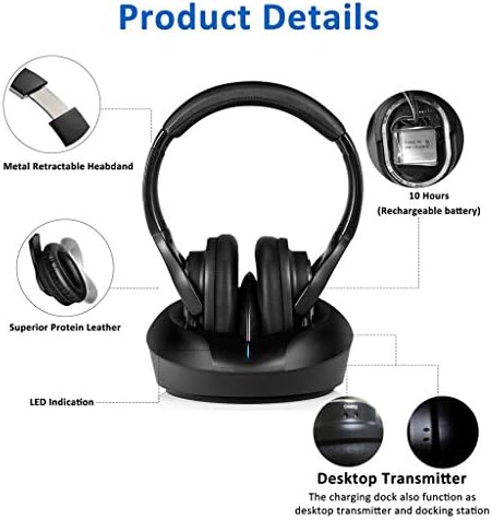 ZANCHIE Wireless Over-Ear Headphones with RF Transmitter Dock – Premium Digital Stereo Sound Designed for Seniors and Hearing Impaired – Ultimate Comfort and Seamless TV Audio Experience for Endless Enjoyment