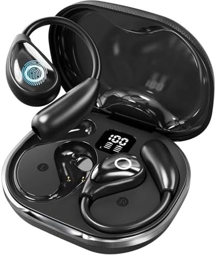 Open Ear Wireless Bluetooth Earbuds for Active Lifestyles – Advanced Air Conduction Technology, Superior Sweat Resistance, and Long-Lasting Battery in LED Charging Case – Ideal for Running, Safe Driving, and Daily Fitness Use
