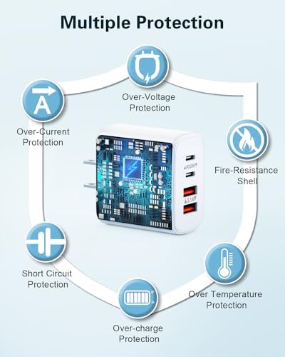 Dual-Pack 40 W USB C Charger Block – Fast Charging Power Adapter with 4 Ports for i Phone, Samsung, and i Pad – High-Speed Multi-Device Charging Solution with Enhanced Compatibility and Portability – Perfect for Home, Office, and Travel