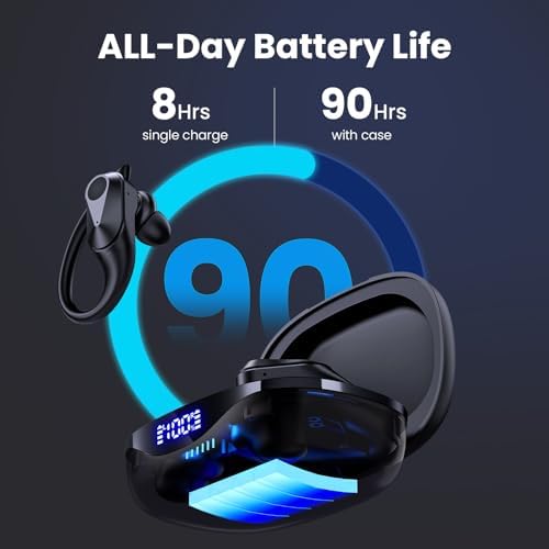 FOYCOY Wireless Earbuds – 90-Hour Playtime & Advanced Noise Cancellation for Ultimate Sound Clarity – IPX7 Waterproof Design for Active Lifestyles – LED Battery Indicator & Enhanced Stereo Bass for Immersive Audio – Perfect Bluetooth Earbuds for Fitness Enthusiasts & Everyday Use