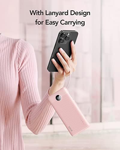 VRURC 10000 m Ah Portable Power Bank with Integrated Cables and LED Battery Indicator – Slim, Lightweight Travel Charger with Dual Input and Five Outputs for Effortless Device Charging – Ideal for Smartphones and Tech Gadgets – Stylish Blue Design (1 Pack) – Ultimate Convenience and Compatibility