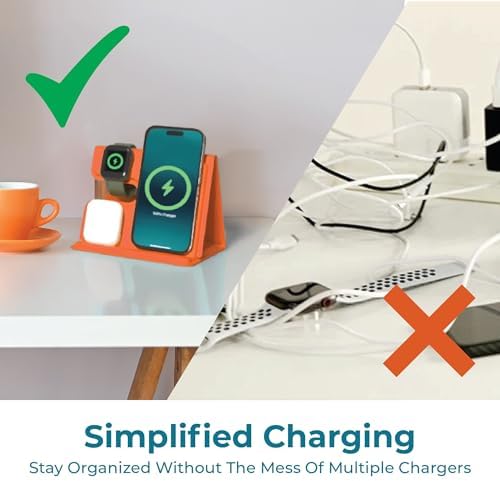 BLACK+DECKER 3-in-1 Wireless Charging Station for Apple Devices – Foldable Travel Charger Compatible with i Phone 16/15/14/13 Pro Max, Apple Watch, and Air Pods – Fast Charging, Enhanced Compatibility, Ideal for On-the-Go Users