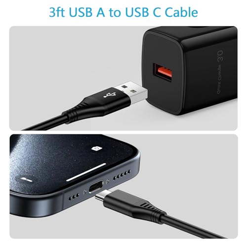 6 ft Fast Charging USB A to Type C Cable – 5 Pack for Samsung Galaxy S24, A55, A35, Z Fold5/4/3 – Durable and Versatile Charger Cord with Enhanced Compatibility for Everyday Use