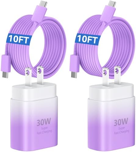 30 W Fast Charger for i Phone 15 Pro Max – 10 FT USB-C Cable & PD 3.0 Power Block | Rapid Charging for i Pad Pro/Air & Samsung S24 – Sleek Black Design for Ultimate Convenience and Durability