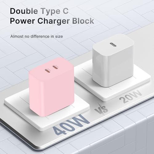 40 W Dual USB-C Fast Charging Block – Ultimate Portable Power Adapter for i Phone, i Pad, Samsung & More – 2-Pack for Effortless Multi-Device Charging – Rapidly Energize Your Gadgets Anywhere