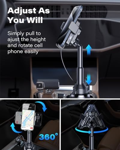 Revolutionary Auto-Clamping Wireless Car Charger with Robust Cup Holder Mount – 15 W Fast Charging for i Phone 11-16 Pro Max & Samsung S20-S24 Ultra, Universal Fit for Pixel 4-8 Pro – Maximize Safety and Convenience While Driving