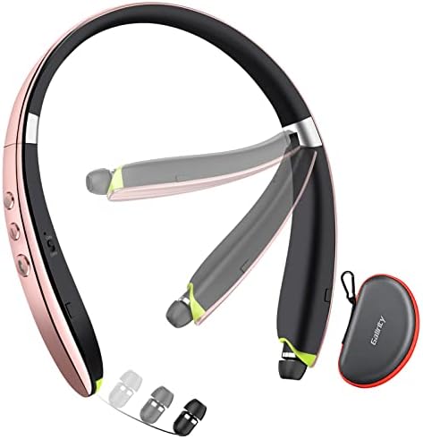 2024 Enhanced Neckband Bluetooth Headset: Retractable Earbuds with Advanced Noise Cancelling, Foldable Wireless Headphones for Sports & Office – Superior Audio Quality with Built-in Mic and Travel Case