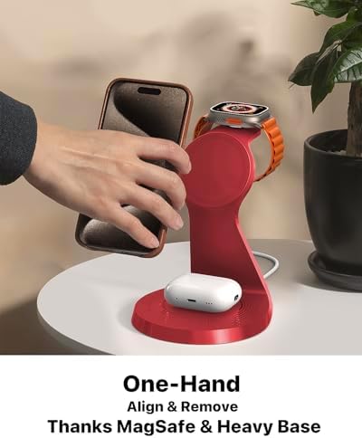Ultimate 3-in-1 Mag Safe Charging Station for Apple Devices – Fast Wireless Charger for i Phone 16/15/14/13/12, Air Pods & Apple Watch with USB-C Compatibility – Sleek, Space-Saving Design for Home and Office Use