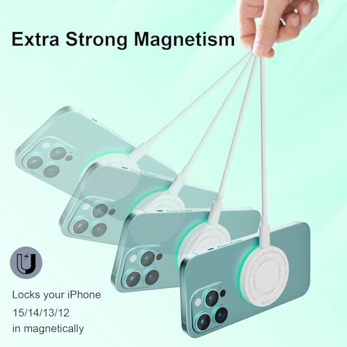 Mag Safe Charger Duo Pack – 15 W Magnetic Wireless Charging Pads with 6 FT USB-C to USB-C Cable for i Phone 16/15/14/13/12 & Air Pods 3/2/Pro – Rapid 50% Charge in 30 Min, Enhanced Magnetic Stability, Sleep-Friendly LED, Advanced Safety Features for All Apple Devices