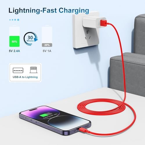 Premium 3-Pack Apple MFi Certified Lightning to USB Charger Cables – 6 FT Durable Fast Charging Cords for i Phone 13/12/11/11 Pro/11 Max/X/XS/XR/XS Max/8/7/6 – Enhanced Performance and Extended Reach for Seamless Device Connectivity