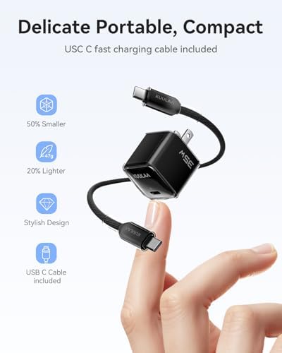 Kuulaa 35 W Ga N USB C Charger Block – Ultra-Compact Fast Charging Adapter for i Phone 16/15/14/13 & Galaxy S25/S24/S23 – Advanced PPS Technology for Customized Power Delivery – Perfect for Travel and Daily Use with Enhanced Safety Features