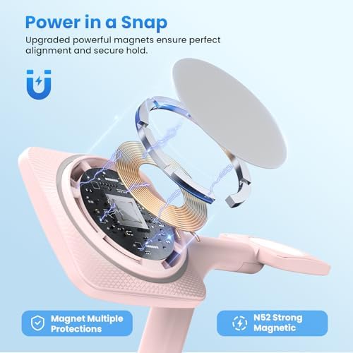 Joy Geek 3-in-1 Foldable Wireless Charging Station for Mag-Safe i Phone – Ultimate Travel Dock for i Phone 12-16 Pro Max, Apple Watch Series 4-10, and Air Pods Pro 2/3/4 – Fast, Compact, and Convenient Power Solution for On-the-Go Charging