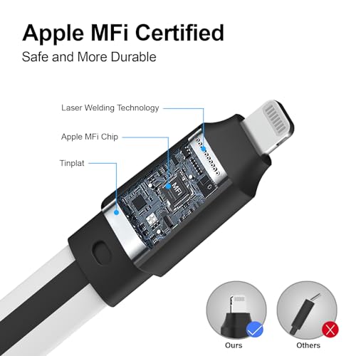 Ultra-Long 10 FT Apple MFi Certified Lightning Charging Cable with LED Indicator – Fast Charge for i Phone 14/14 Pro/Max, 13, 12, 11 Pro Plus, i Pad Pro/Air/Mini, and i Pod Touch – Enhanced Durability and Stylish Glowing Light Feature for Effortless Device Use