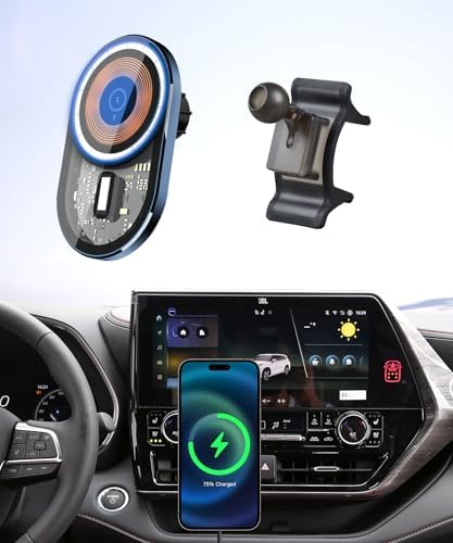 Transform Your Toyota Highlander Driving Experience with the Premium Wireless Charging Phone Holder (2020-2025) – 360° Rotating Mount for Effortless Navigation and Qi Charging, Stylish Auto Interior Upgrade, Perfectly Compatible with Mag Safe Technology