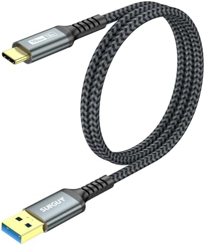 SUNGUY USB C Android Auto Cable 1FT[5Pack], 10Gbps USB C 3.1 Gen2 USB A to USB C Data Transfer Cable, 3A Fast Charging USB Type C Cord for iPhone 16 15 Pro/Pro Max/Plus, Samsung Galaxy S24, Pixel – Enhanced Compatibility and Speed