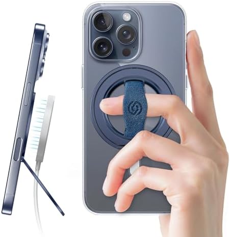 EWA Mag One 3 rd Gen Magnetic Phone Grip Stand – Sleek Black Design for i Phone 16, 15, 14, 13, 12 Series – Enhance Stability with Removable Magnetic Ring Holder and Integrated Finger Strap – Ultimate Hands-Free Kickstand for Streaming and Texting