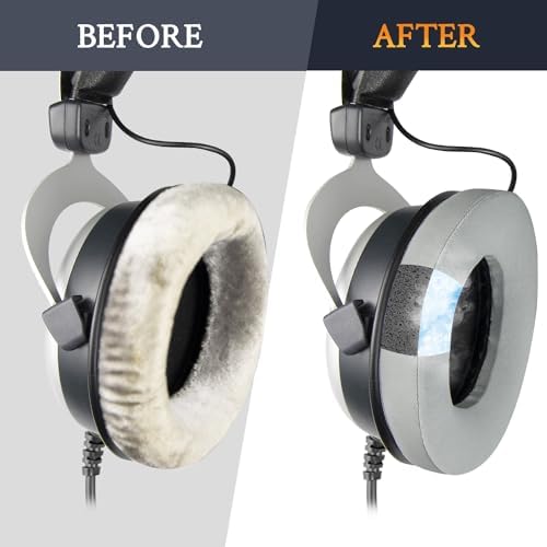 SOULWIT Advanced Cooling Gel Ear Pads for Beyerdynamic Amiron & T-Series Headphones – Luxurious Soft Foam Cushions with Innovative Ice Silk Fabric for Enhanced Comfort and Superior Sound Isolation in Sleek Silver