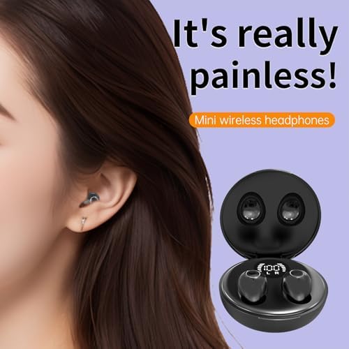 Invisible Mini Bluetooth Earbuds for Small Ear Canals – Ultimate Comfort with Noise Isolation for Work and Sleep – Lightweight Design, Fast Pairing & Superior Audio Quality for Discreet Listening Anywhere