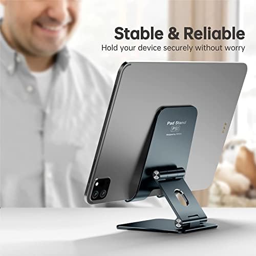 TOPGO Adjustable Cell Phone Stand, [Fully Foldable & Wide Compatibility] Desktop Stand Holder with Charging Port for iPhone, iPad, Kindle, Tablets, Switch – Silver – Enhanced Compatibility and Speed