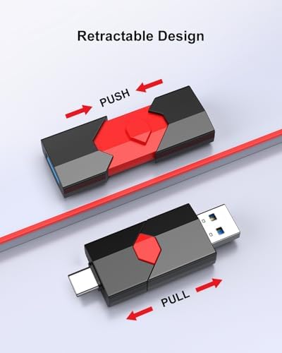 Revolutionize Your Data Storage with Aiibe 128 GB Dual Type-C & USB A Flash Drive – Perfect for i Phone 15 and More, High-Speed Transfers, Retractable Design, Ultimate Compatibility for On-the-Go Professionals