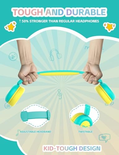Safe Sound Bluetooth Headphones for Kids – Lightweight Wireless Earphones with 85 d B Volume Limiting for Toddler Hearing Protection – Ideal Twistable Design for School, Travel, and Home Use – Premium Audio Quality with Built-in Microphone for Clear Communication