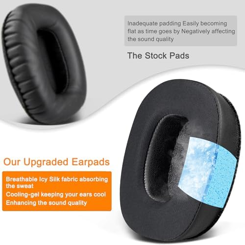 Upgrade Your Marshall Monitor Headphones with SOULWIT Cooling Gel Replacement Ear Pads – Noise-Isolating, Comfort-Enhancing Cushions for Optimal Audio Experience (Not Compatible with Monitor II)