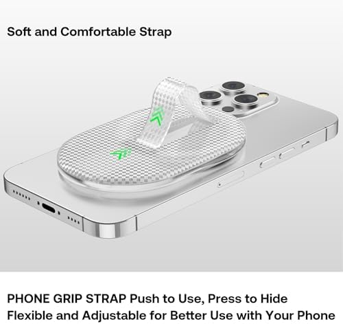 AUROX Mag Safe Phone Grip with Kickstand & Finger Loop – Premium Magnetic Holder for i Phone 12-16 Series in Sleek White – Unmatched Stability & Hands-Free Viewing for Ultimate User Convenience