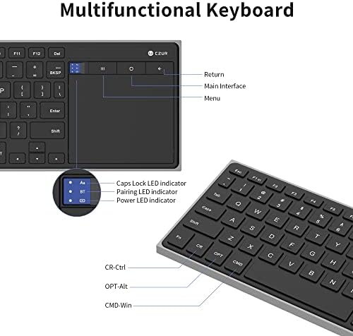 Elevate Your Productivity with the CZUR Ultra-Slim Bluetooth Keyboard and Touchpad – Rechargeable Wireless Keyboard for PC, Laptop, Tablet, and Phone – Effortless Compatibility and Sleek Design for On-the-Go Professionals