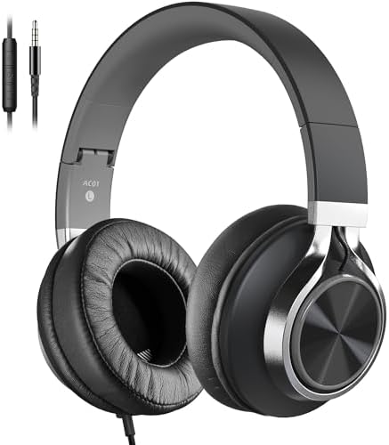 Experience Unmatched Sound Clarity with AC01 Over-Ear Noise-Canceling Headphones – Integrated Microphone & Inline Volume Control for Effortless Listening – Perfect for Music Lovers, Gamers, and Professionals – Universal 3.5 mm Compatibility for All Devices – Stylish Black and Grey Finish for a Modern Touch – Ideal for All Ages, Lightweight and Comfortable for Long Wear – Elevate Your Audio Experience with Durable, High-Performance Headsets