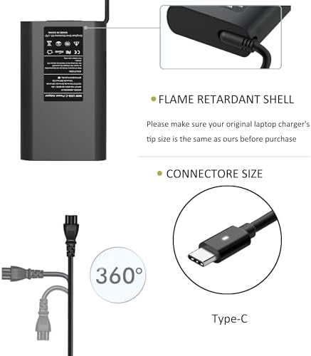 High-Efficiency 65 W & 45 W USB-C Laptop Charger for Dell Latitude & XPS Models – Rapid Charging with Smart Chip Tech for Optimal Safety – Universal Compatibility with Multiple Dell Models – Portable Power Adapter with Advanced Protection Against Overheating, Short Circuits, and Voltage Surges – Ideal for Home Office, Travel, and On-the-Go Efficiency – Reliable FCC & Ro HS Certified Charger for Safe Device Performance – Versatile Charging Solution for Your Everyday Needs