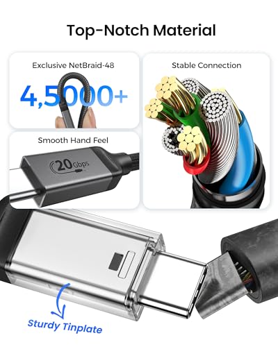 Silkland USB4 Thunderbolt 4 Cable – Ultra-Fast 40 Gbps Data Transfer, 240 W Rapid Charging, 8 K@60 Hz Video Output, 1 FT Compact Design – Perfect for i Phone 16, Mac Book, e GPU, and More – Unmatched Performance for Modern Connectivity