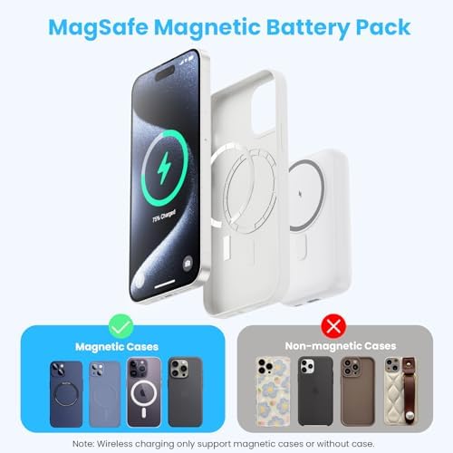 Revolutionary 4-in-1 Magnetic Portable Charger 10800 m Ah – Rapid USB-C Power Bank with LCD Display, Fast Charging for i Phone 16/15/14/13/12 & Apple Watch – Sleek White Design for Ultimate Compatibility and On-the-Go Convenience