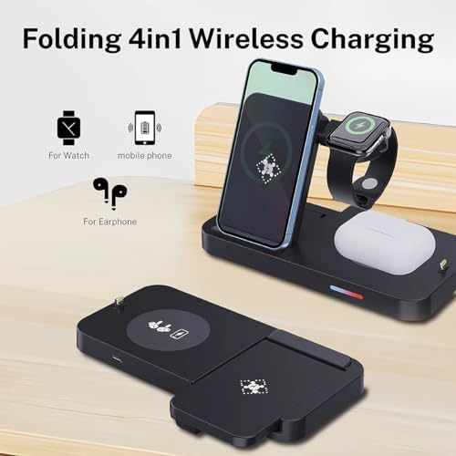 Ultimate 6-in-1 Wireless Charging Dock for i Phone 16/15/14/13, Apple Watch Series, Air Pods Pro – Super-Fast Qi-Certified Charging Station with QC3.0 Adapter for Seamless Device Compatibility and Safety Features – Perfect for Home and Travel Use