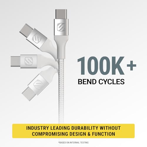 Scosche Ci4 B4 SG-SP MFi Certified Strikeline 4 ft Braided Lightning & USB-C Charging Cable – Fast, Durable, and Stylish Power Solution for Seamless Device Compatibility in Space Gray