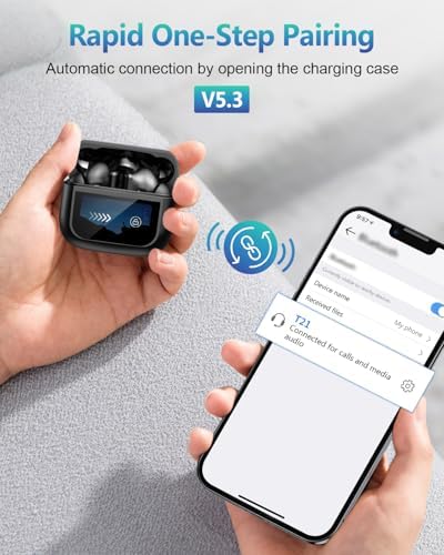 Premium Bluetooth Wireless Earbuds with Advanced Touch Control – Cutting-Edge ANC & ENC Noise Cancellation for Immersive Sound – 40 Hours Deep Bass Playback & IPX7 Waterproof Design for Ultimate Durability – Crystal Clear Call Quality with Integrated Microphones – 5 Customizable EQ Settings for Tailored Listening on i OS & Android Devices (Sleek Dark Blue) – Your Ideal Audio Companion for Active Lifestyles and Uninterrupted Enjoyment