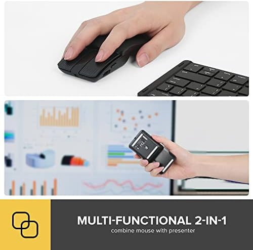 De LUX 2-in-1 Wireless Bluetooth Travel Mouse – Ultra-Quiet Clicks, Dual Connectivity (2.4 GHz & BT5.2), Up to 4000 DPI Sensitivity, Slim & Foldable Design, Rechargeable Battery for Seamless Use on Windows, mac OS, and Android Devices – Perfect for Professionals on the Go