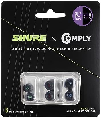 Upgrade Your Listening Experience with Shure Comply Foam Sleeves P-Series – Professional-Grade Memory Foam Earphone Tips for Superior Sound Isolation and Comfort – 6 Pack (Sizes S/M/L) – Perfect Fit for Audiophiles and On-the-Go Music Lovers – Engineered for Enhanced Audio Precision and Secure Fit