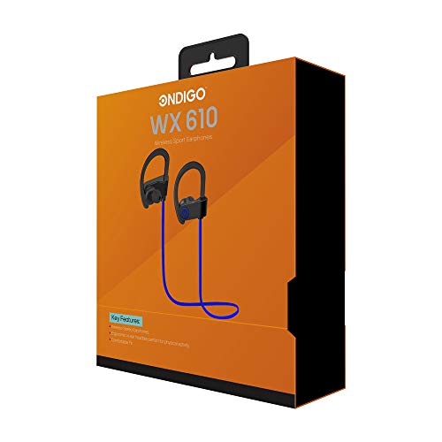 Ondigo WX610 Bluetooth Sport Earbuds – Waterproof, Noise-Cancelling Wireless Headphones with Ergonomic Fit for Active Lifestyles – Hands-Free Microphone & Sweatproof Design in Sleek Blue/Black Finish for Ultimate Comfort and Convenience