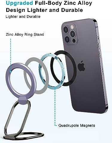2025 SUPERONE Mag Safe Phone Ring Holder – Versatile Adjustable Magnetic Kickstand & Detachable Grip for i Phone 12-16 Series – Vibrant Purple for Enhanced Wireless Charging & Effortless Hands-Free Functionality – Transform Your Smartphone Use with Style and Practicality