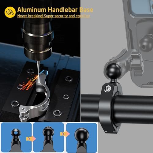 i MESTOU All-Weather ATV Phone Mount with Heavy-Duty Aluminum Clamp – Securely Fits 1.5” to 2.1” Handlebars for 5.5″-6.8″ Smartphones – Essential Navigation and Communication Tool for ATV & UTV Riders – Waterproof, Durable, and Stable Design for Outdoor Adventures