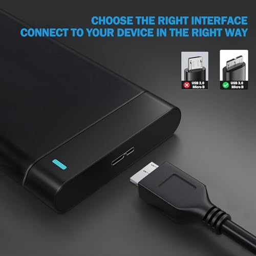 4 Pack High-Speed USB A to Micro B Cable with Dual Power Y Functionality – 20-Inch Micro USB 3.0 Splitter for Reliable Data Transfer up to 5 Gbps – Includes USB to USB C Adapter for Enhanced Device Compatibility and Versatile Use with External SSDs and Laptops