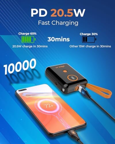 Ultimate 10000 m Ah Power Bank for Heated Clothing – Fast Charging USB Charger with Built-In Cable for i Phone & Android – Lightweight Portable Battery Pack for Heated Jackets, Vests, and Stadium Seats – Stay Warm and Powered Up Anywhere