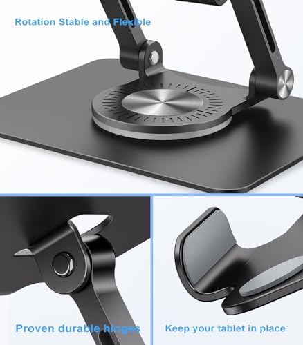 Revolutionary 360-Degree Swivel Tablet Stand – Adjustable, Multi-Functional Holder for i Pad Pro, Air, Mini & More (Sleek Silver) – Experience Unmatched Versatility and Stability for Streaming, Drawing, and Browsing